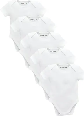 Image de Body bébé à manches courtes unisexe, lot de 5, blanc, 80 Maxte