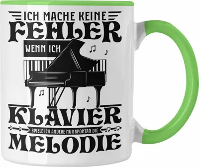 Produktbild von Trendation - Klavier-Spieler Tasse Geschenk Klavier Kaffee-Becher Geschenkidee Flügel Musiker Ich Mache Keine Fehler Wenn Ich Klavier Spiele (Grün)
