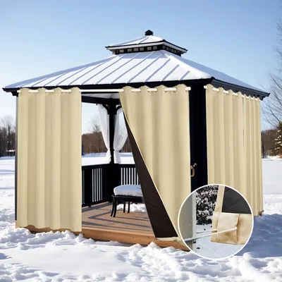 Image de （132*244cm,,Beige）Rideau de porte thermique Rideau insonorisant lourd coupe-vent Protection isolée contre le froid, protection contre les UV, rideau imperméable,Tissu Oxford avec polyester-coton