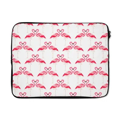 Produktbild von MuchoWow® Laptop Hülle 17 Zoll Laptoptasche Flamingo - Muster - Rosa - Dschungel - Zipper - Schutzabdeckung