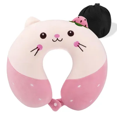 Productafbeelding van Reiskussen voor de nek, roze, 30x28 cm, ideaal voor onderweg