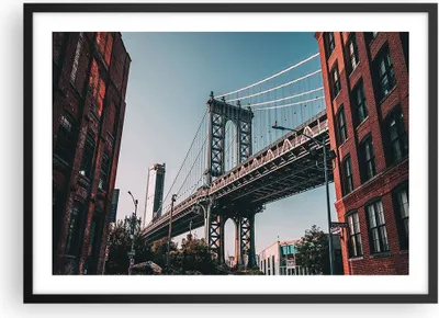 Produktbild von Gerahmtes Poster - Schwarzer Rahmen - Manhattan Brücke Brücke - 70x50 cm - Wand Bild - Wanddeko - Wandbilder - Kunstposter - Wandposter - Bilderrahmen - Bilder - Kunstdruck - P2BAA70x50-4675