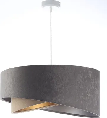 Produktbild von Hängeleuchte Stoff E27 Ø 50 cm H: max. 102 cm in Weiß Grau Silber Beige Gold rund Modern Hängelampe