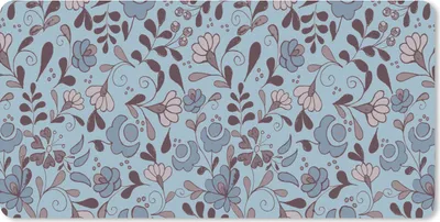 Produktbild von MuchoWow® Schreibtischunterlage Muster - Blume - Grau - Blau 80x40 cm - XXL Mauspad - Gaming Mauspad