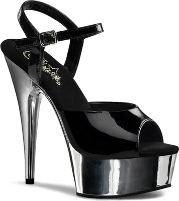 Produktbild von DELIGHT-609 Damen Sandale von Pleaser, Schwarz Silber , EU 40, US 10