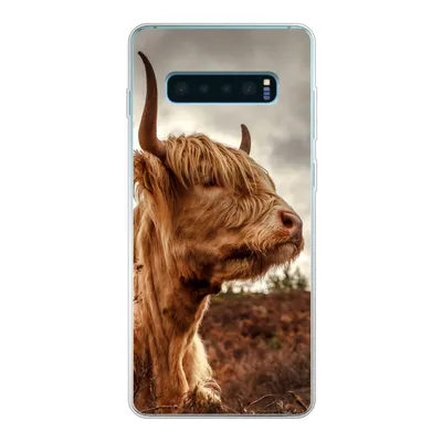 Produktbild von MuchoWow® Handyhülle Schutzhülle Hülle für Samsung Galaxy S10 Plus Scottish Highlander - Strauch - Heidekraut Silikon Softcase Handy Hülle - Schutzhülle