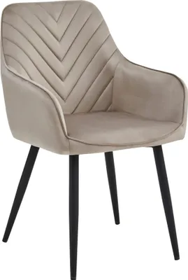 Image de Chaise de salle à manger, chaise de cuisine, chaise rembourrée, chaise de maquillage Fauteuil lounge en velours, supporte jusqu'à 110 kg, beige foncé