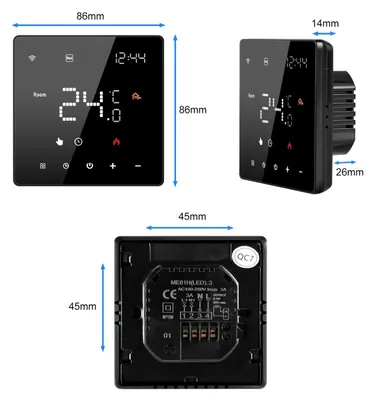 Produktbild von Raumthermostat Fußbodenheizung WiFi LCD-Display Touchscreen Wandmontage Temperaturregler digital programmierbar 230V Überlastschutz Schwarz