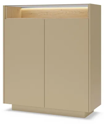 Imagen del producto de Cómoda, color nogal crema, dimensiones: 103 cm de alto, 2 x 119 cm (ancho), 2 x 39,5 cm (profundidad)