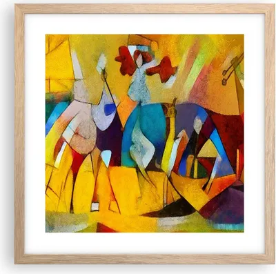 Produktbild von Gerahmtes Poster - Rahmen in heller Eiche - Abstraktion modern - 40x40 cm - Wand Bild - Wanddeko - Wandbilder - Wandposter - Bilderrahmen - Bilder - Kunstdruck - Wandbild - P2NAC40x40-3455