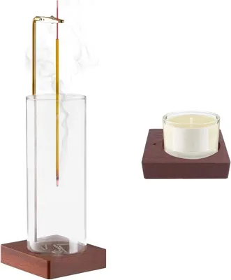 Produktbild von Räucherstäbchenhalter, Abnehmbarer Ascheauffang, Runde Basis, Holz, für Meditation