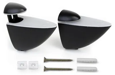 Produktbild von Emuca Satz Pelicano Regalträger-Set aus Holz oder Glas, Kunststoff und Zamak, Schwarz lackiert