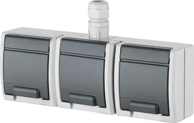 Obrázek produktu pro Trojitá hermetická zásuvka šedá AQUANT IP65 1243-65