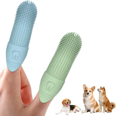 Produktbild von Hundezahnbürsten Set 2 Stück, 360° Bürstendesign, sicher und sanft, für Hunde und Katzen