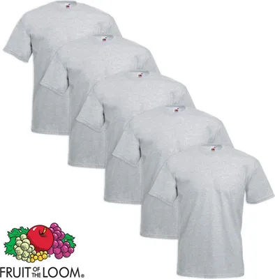 Obrázek produktu pro Fruit of the Loom Tričko Valueweight velké velikosti 5 ks. Grey 5XL