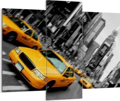 Produktbild von Bild auf Leinwand - Leinwandbild - Amerika taxi stadt - 130x100cm - Wand Bild - Wanddeko - Leinwanddruck - Bilder - Kunstdruck - Wanddekoration - Leinwand bilder - Wandkunst - CB130x100-2178