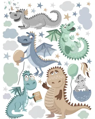 Produktbild von Wandaufkleber – Freche Dinosaurier – Selbstklebende Aufkleber – 95 x 70 cm