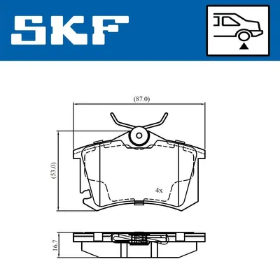 Produktbild von SKF Bremsbeläge Satz Hinten Bremsklötze für VW GOLF PLUS (5M1, 521) VKBP 90694