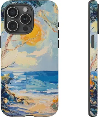 Produktbild von Sonnenbeschienene Küstenlandschaft mit Pinselstrichen – Hülle Kompatibel mit iPhone 15 Pro Max