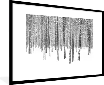 Produktbild von MuchoWow® MuchoWow® Gerahmtes Poster Tannenbäume im Schnee 90x60 cm - Poster mit zchwarzem Bilderrahmen - Wanddekoration - Fotos