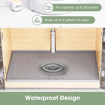 Immagine prodotto di Allecto Premium - Tappetino impermeabile e antiscivolo per mobili da cucina - Grigio - 864 x 559 cm