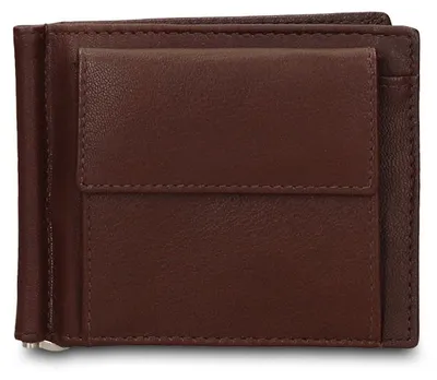 Imagen del producto de Cartera de cuero genuino, color , compacta, de 11x9 cm, con portacard y compartimento para monedas