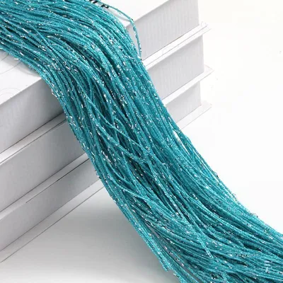 Kordelvorhang 2er-Set 100x200 cm Hellblau Polyester