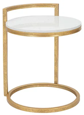 Image de Mauro Ferretti table d'appoint en marbre ronde 40x43x50 cm or blanc