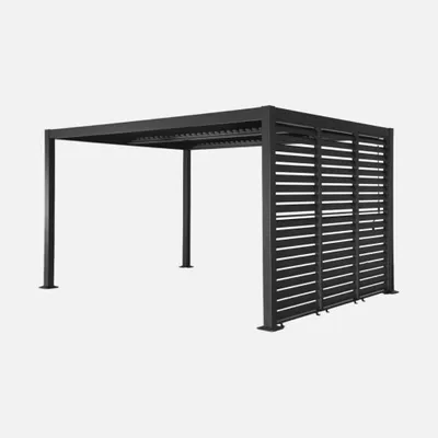Immagine prodotto di Pergola bioclimatica 3x4m in alluminio e acciaio + 3 persiane 1m, Antracite
