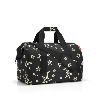 Produktbild von reisenthel Allrounder L Reise- & Schultertasche Stars, wasserabweisendes Polyester, 48 x 39.5 x 29 cm, 30 Liter, 1040g, Metallbügel, 6 Innenfächer, gepolsterte Seitenwände und Boden, abnehmbarer, gepolsterter Schultergurt, 2 Tragehenkel, Handgepäcktauglich, MT7046