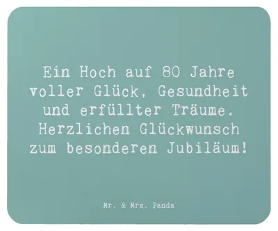 Produktbild von Mr. & Mrs. Panda Mauspad Spruch 80. Geburtstag Freude - Meeresbrise - Geschenk, Geburtsjahr, Happy Birthday, pc, besonderes Ereignis, laptop, Mousepad, Jubiläum, Alter