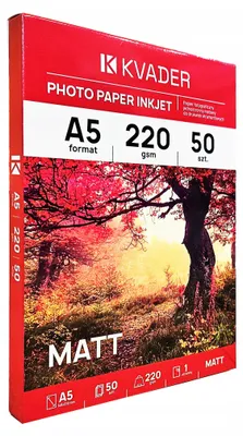 Produktbild von KVADER Fotopapier Matt A5 220g Inkjet 50 Blatt