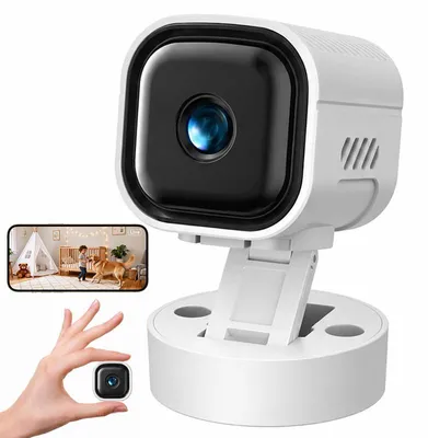 Produktbild von WLAN Überwachungskamera, Mini Kamera mit 1080 x 720 HD, Nachtsicht, 120° Weitwinkel, 2-Wege-Audio, App, Akku