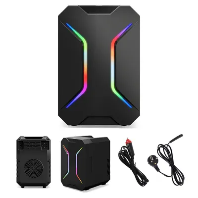 Produktbild von Puluomis Gaming Mini Kühlschrank RGB, 2 in 1 Warm- und Kühlbox tragbar Ultra-Leiser Auto Kühlbox (<30dB) 12V/220V /230V AC/DC für Getränke, Kosmetik