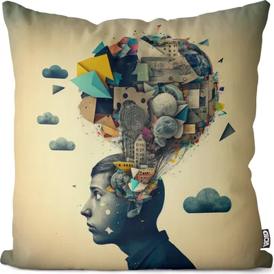 Produktbild von VOID Grafil AI Gehirn Kreativität Kissenbezug Kissenhülle sofa couch wohnzimmer dekoration wasserfest Outdoor Garten Kissen bezug deko