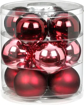 Produktbild von Weihnachtskugeln Glas 8cm, 12 Stück, Farbe:Berry Kiss ( Beere glanz / matt )