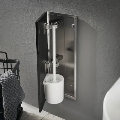 Produktbild von emco asis module pure Toilettenbürstengarnitur-Modul, Unterputz, Anschlag links, Holzfront, 435x170mm, 975551404