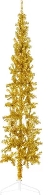 Obrázek produktu pro The Living Store Umělý poloviční vánoční stromek se stojanem Slim Gold 180 cm