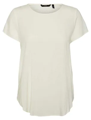 Productafbeelding van Vero Moda - Damesblouse, ronde hals, korte mouwen, model GT32397 (maat 38 EU) (sneeuwwit)