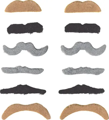 Image de Kit moustache adulte 12 pièces brun-gris-noir - taille unique