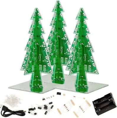 Produktbild von AZ-Delivery Bausätze & Kits DIY LED Weihnachtsbaum Kit zum Löten mit bunt blinkenden Lichtern, 3x Kit