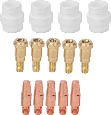 Produktbild von 14-teiliges Kontaktdüsen-Gasverteiler-Düsenhalter-Set für Binzel 24KD MIG-Schweißbrenner 1,0 mm