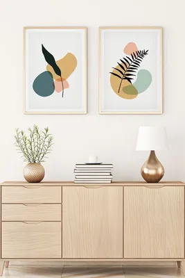 Produktbild von Wallity, Dekoratives Gerahmtes MDF Gemälde (2 Stück), 50 x 70 cm | 100% MDF (3 mm), Rahmen: 100% MASSIVHOLZ (2,5 cm) | Stilvolle Wanddekoration für jedes Zuhause.