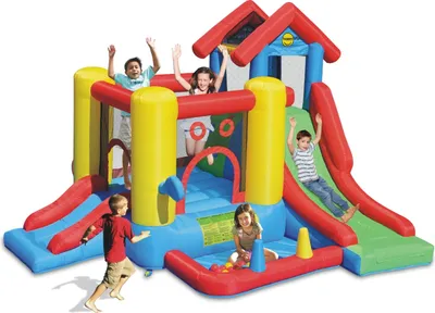 Obrázek produktu pro Happy Hop Multifunkční hrací centrum 7 v 1 - Dům Happy Hop  3,6m x 3m, výška 2,4m. 11m2. Fukar a příslušenství součástí balení.