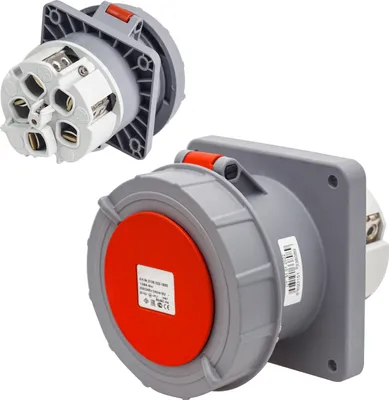 Produktbild von CEE Einbausteckdose gerade 125A 5-polig 400V IP67 Starkstrom Wasserdicht
