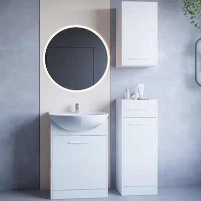 Obrázok produktu pre Kúpeľňový nábytok so zrkadlom NEPPA LED biely laminát