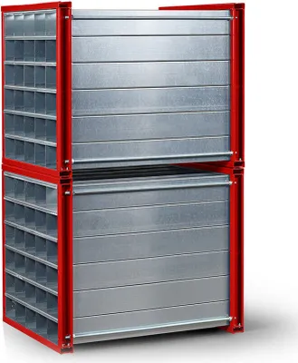 Produktbild von RR Industrietechnik Wabenregal RWR-81/1 1000x1000x1000mm mit 81 Fächern RAL 7016 Anthrazitgrau