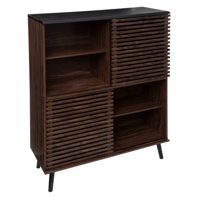 Zdjęcie produktu dla Regał „asmar” z ciemnego drewna 100 x 137 cm  – Atmosphera – projektant wnętrz