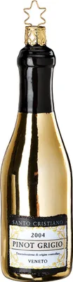Produktbild von Christbaumschmuck Glas Weißwein Flasche Pinot Grigio 13cm gold
