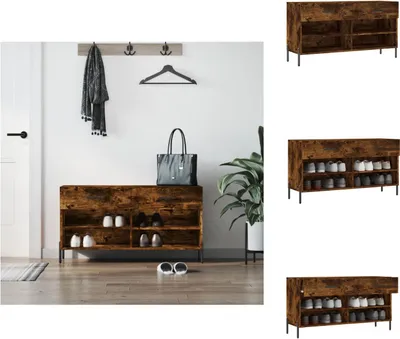 Produktbild von vidaXL Schuhbank Räuchereiche 102x35x55 cm Holzwerkstoff -  Schuhregale & -schränke